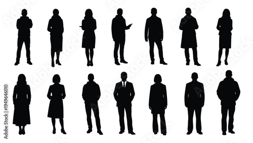 A group of business people in various poses