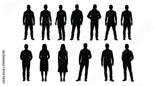 A group of people standing in two rows