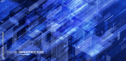 Abstract seamless digital pattern. Dynamic tech background with glowing blocks, lines. Futuristic infrastructure, AI big data concept for modern business, network systems and virtual space design.