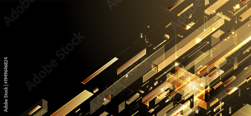 Intertwined golden lines. Radiant gold flare light background. Abstract vector wave flows with energy, motion, speed. Digital stream for technology, business, luxury design and premium innovation.