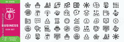Business Continuity line editable icon set. Containing Business, resilience, continuity, acceptable, strategy, operation, analysis, and more. Editable stroke. vector illustration