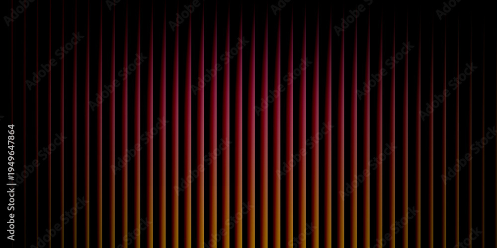 Fototapeta premium Abstract vertical lines with a gradient of pink red and yellow light on a black background image photo