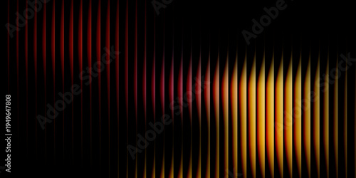 Abstract vertical stripes of red and yellow light on a black background bright color