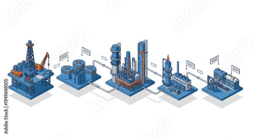 Isometric Oil and Gas Industry Production Process Flow.