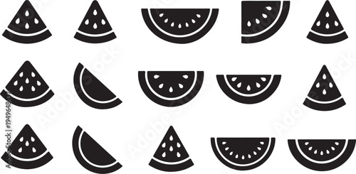 Watermelon slices in various cut styles illustration