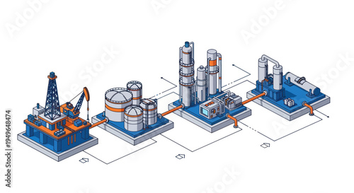 Oil and Gas Production Process from Drilling to Refinement.
