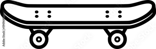 Simple linear skateboard icon: minimalist black and white outline design