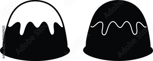 Pudding silhouette illustration, decorative dessert design, festive holiday sweet vector, seasonal food artwork, traditional celebration treat drawing