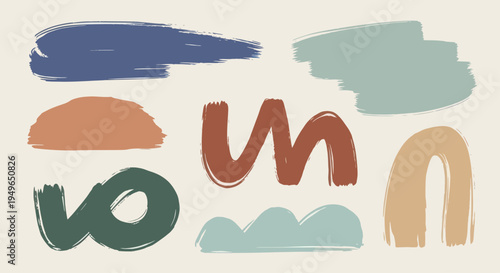 Abstract Hand Drawn Organic Shapes and Brush Strokes Collection.