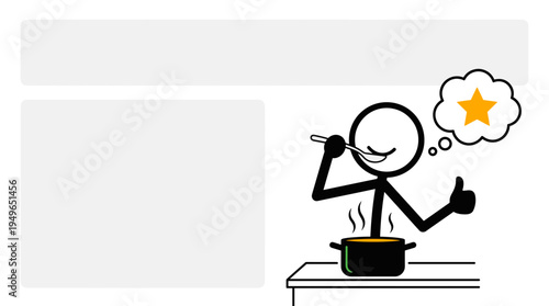 Stickman Tastingly Enjoys Food and Gives a Thumbs Up
