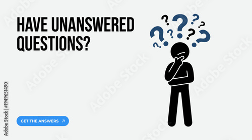 Confused Person with Question Marks Thinking About Unanswered Questions