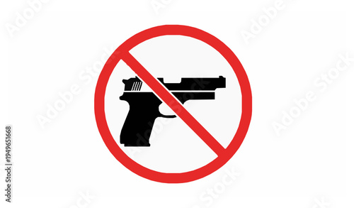 Gun ban warning symbol vector no firearms icon