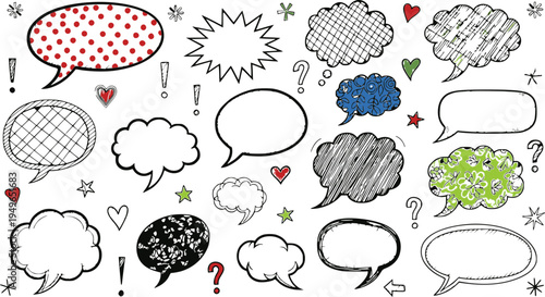 Collection of colorful speech bubbles and decorative talk conversation
