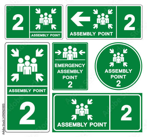 Assembly Point 2 Set Symbol Sign, Vector Illustration, Isolated On White Background Label. EPS10