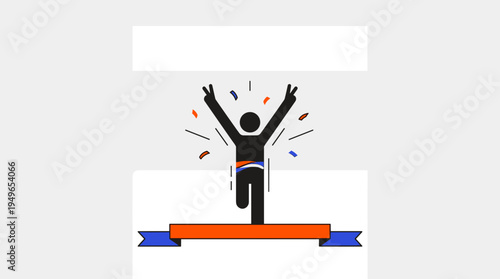 Wallpaper Mural Victorious Stickman Celebrates Success Championship Win with Cheers Torontodigital.ca