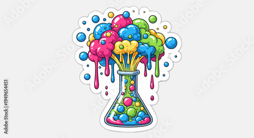 Explosion of Colorful Bubbles in Beaker