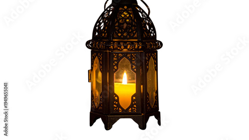 Hand drawn minimal line art Ramadan lantern placed on wooden table with crescent moon Islamic festive illustration vector collection