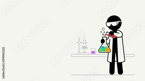 Scientist Mixing Colorful Chemicals in Laboratory