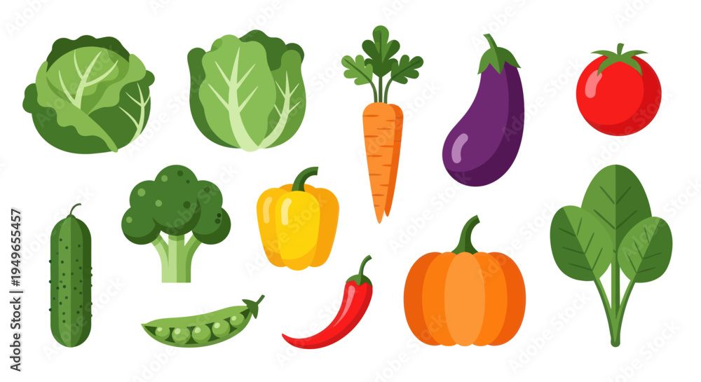 Fototapeta premium Vegetable assortment on white background