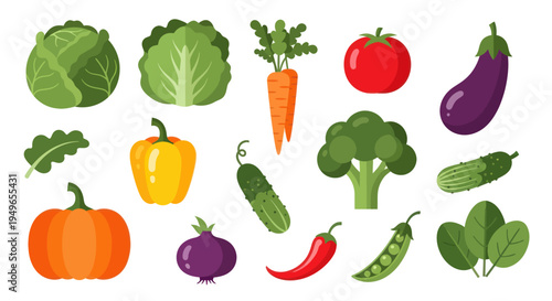 Vegetable assortment isolated on white