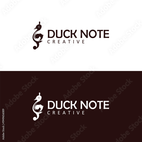 Elegant melody note logo design for music studio brand sound audio podcast streaming creative