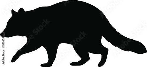Fox silhouette walking animal, wild forest predator mammal isolated black vector illustration for wildlife nature design