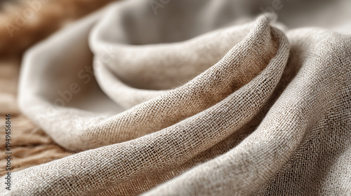 Natural Linen Fabric Texture with Soft Drapes and Folds