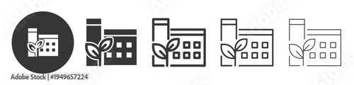 Eco-Friendly Factory thin line and solid icon. Multi series icon. Web minimal icon