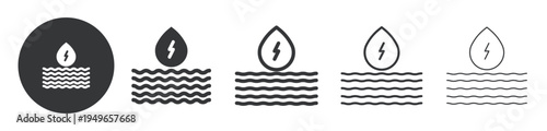 Hydroelectric Energy thin line and solid icon. Multi series icon. Web minimal icon