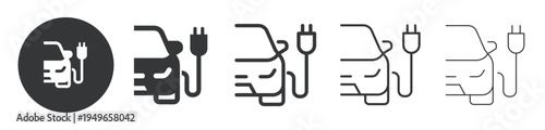 Electric Vehicle thin line and solid icon. Multi series icon. Web minimal icon