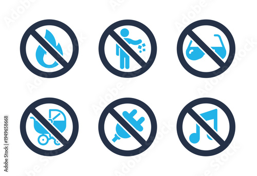 Safety Warning and Additional Restriction icon set. Solid glyph series icons