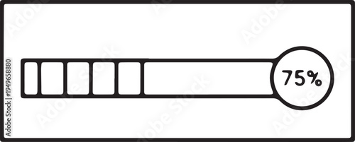 Art & Illustration, Progress bar loading icon. Task completion status and system percentage vector outline.