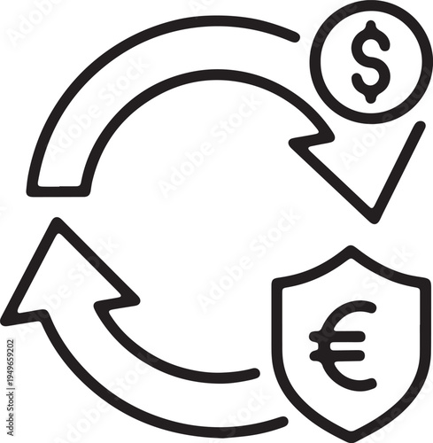 Art & Illustration, Refund money icon. Cash back and currency exchange vector outline for business.