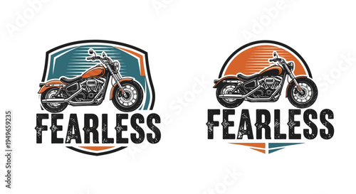 Vintage Custom Motorcycle Logo Designs with Fearless Text for Biker Apparel and Branding