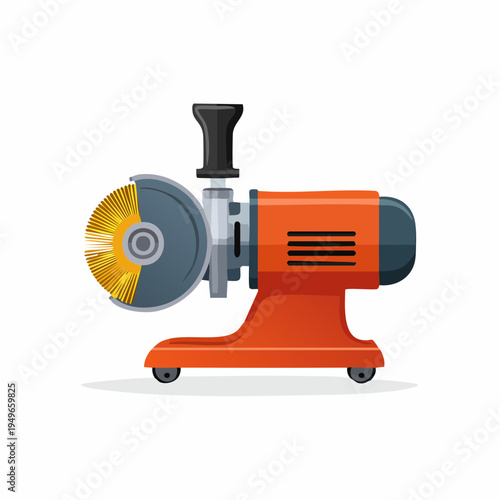 Orange and Gray Industrial Grinding Machine in a Flat Vector Illustration