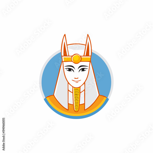 Egyptian deity Anubis graphic, face of a god in a circle illustration