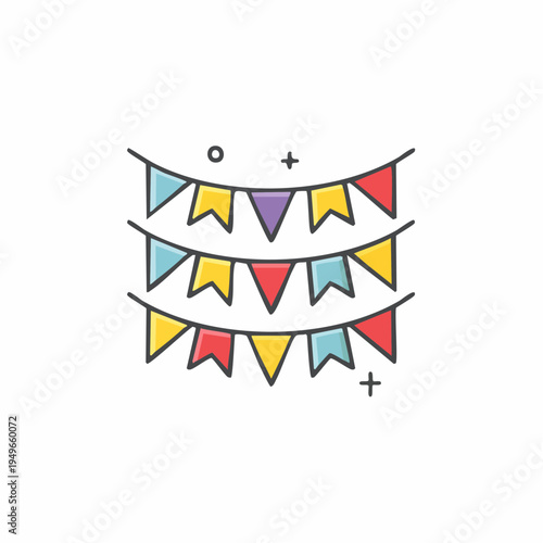 Colorful bunting flag garlands on white background, party decoration