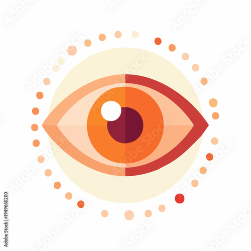 Abstract eye illustration with surrounding dots, eye care concept