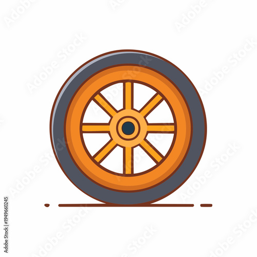 Cartoon wooden wagon wheel isolated on white