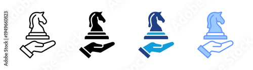 Strategy icon set multiple style collection