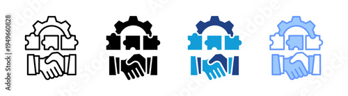 Cooperation icon set multiple style collection