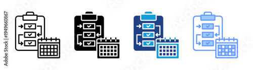 Planning icon set multiple style collection
