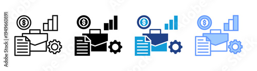 Business icon set multiple style collection