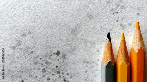 Sharpened pencil tip rests on textured paper