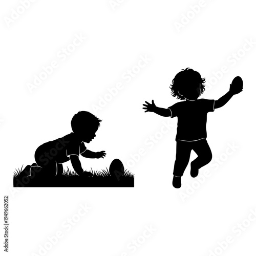 Children playing and exploring nature with joyful curiosity and energy Vector, illustration