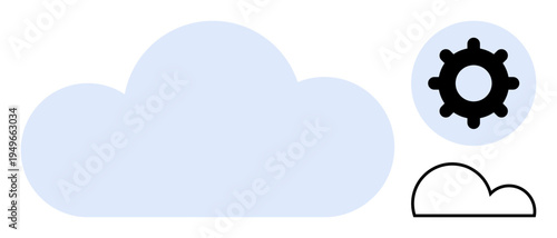 Cloud computing concept. Cloud illustration with gear symbol for technology, innovation, and connectivity. Cloud computing streamlines data storage and tech solutions. Ideal for IT, business