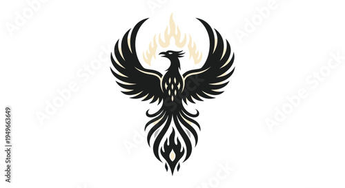 Stylized phoenix emblem on white background for commercial and creative uses