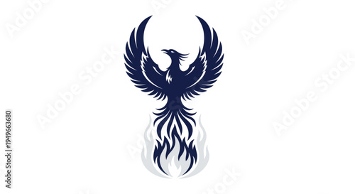 Stylized phoenix illustration soaring high against a clean white backdrop