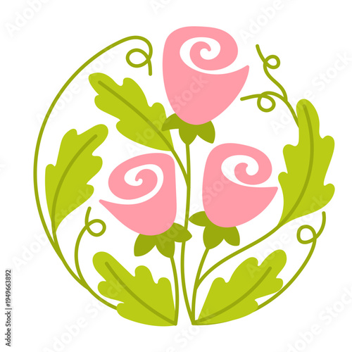 rose flower. groovy abstract bloom. circle romantic flower. wedding decor