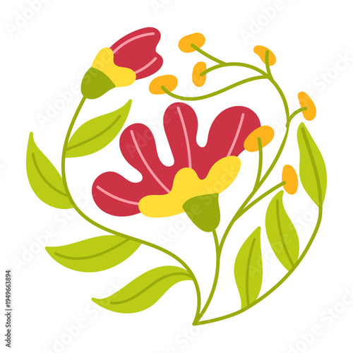 orchid flower. groovy abstract bloom. circle tropical flower. botanical decor